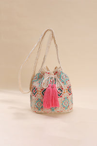 Bohemian Ethnic Cross-body Bag Woven Fringe Print Bucket Bag