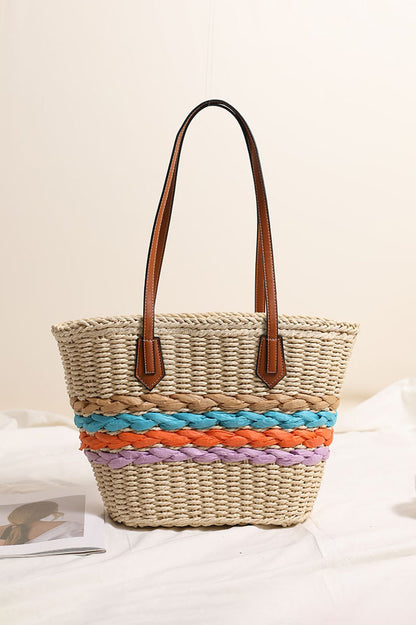 Bohemian Shoulder Bag New Rainbow Stripe Woven Beach Bag