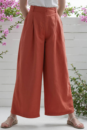 Casual Daily Wide-Leg Pants Brown Loose High-Waist Long Pants