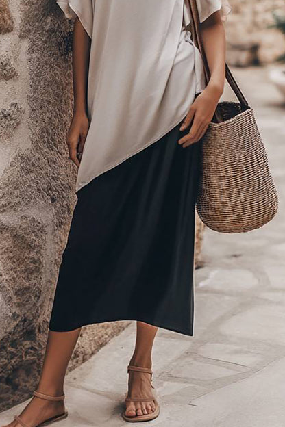 Bohemian Vacation Color Block Round Neck Maxi Dress