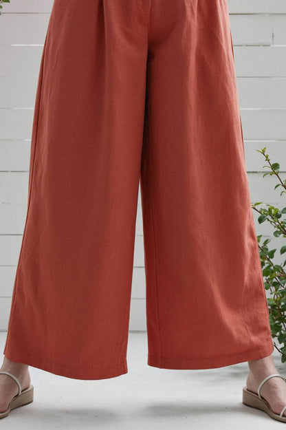 Casual Daily Wide-Leg Pants Brown Loose High-Waist Long Pants