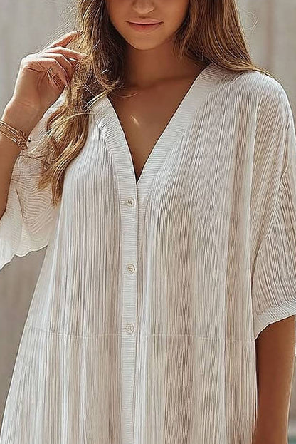 Vacation Casual Top Thin V-neck Short Sleeve Long Top