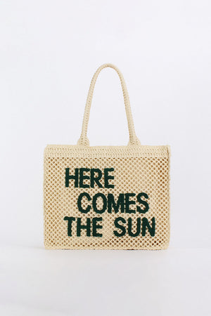 Embroidered Letter Bag Large Capacity Straw Commuter Shoulder Beach Bag