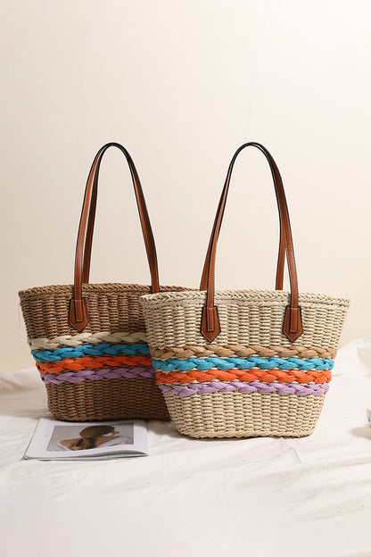 Bohemian Shoulder Bag New Rainbow Stripe Woven Beach Bag