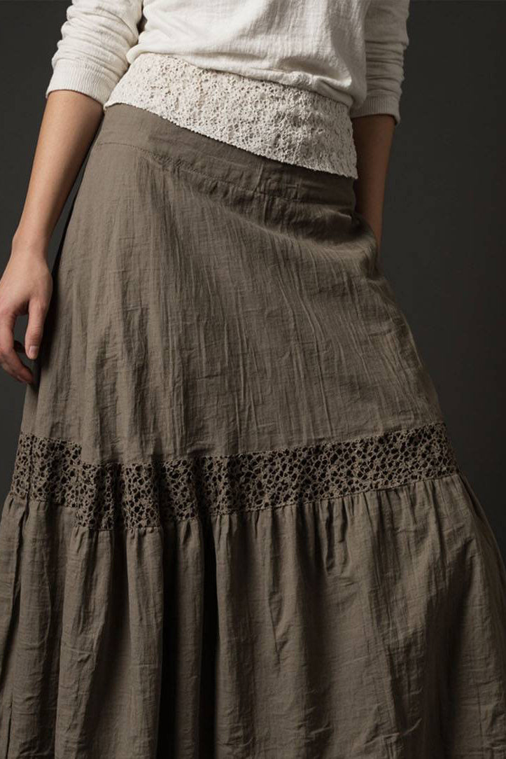 Vintage Bohemian Skirt Dark Cutout Long Skirt