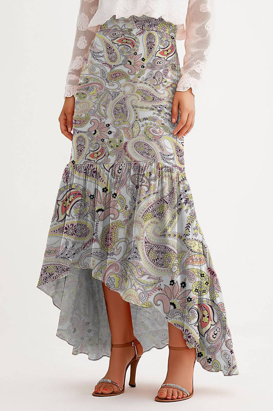 Casual Vacation Floral Skirt Front Short Back Long Skirt