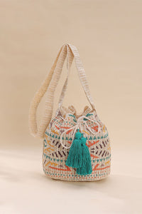 Bohemian Ethnic Cross-body Bag Woven Fringe Print Bucket Bag