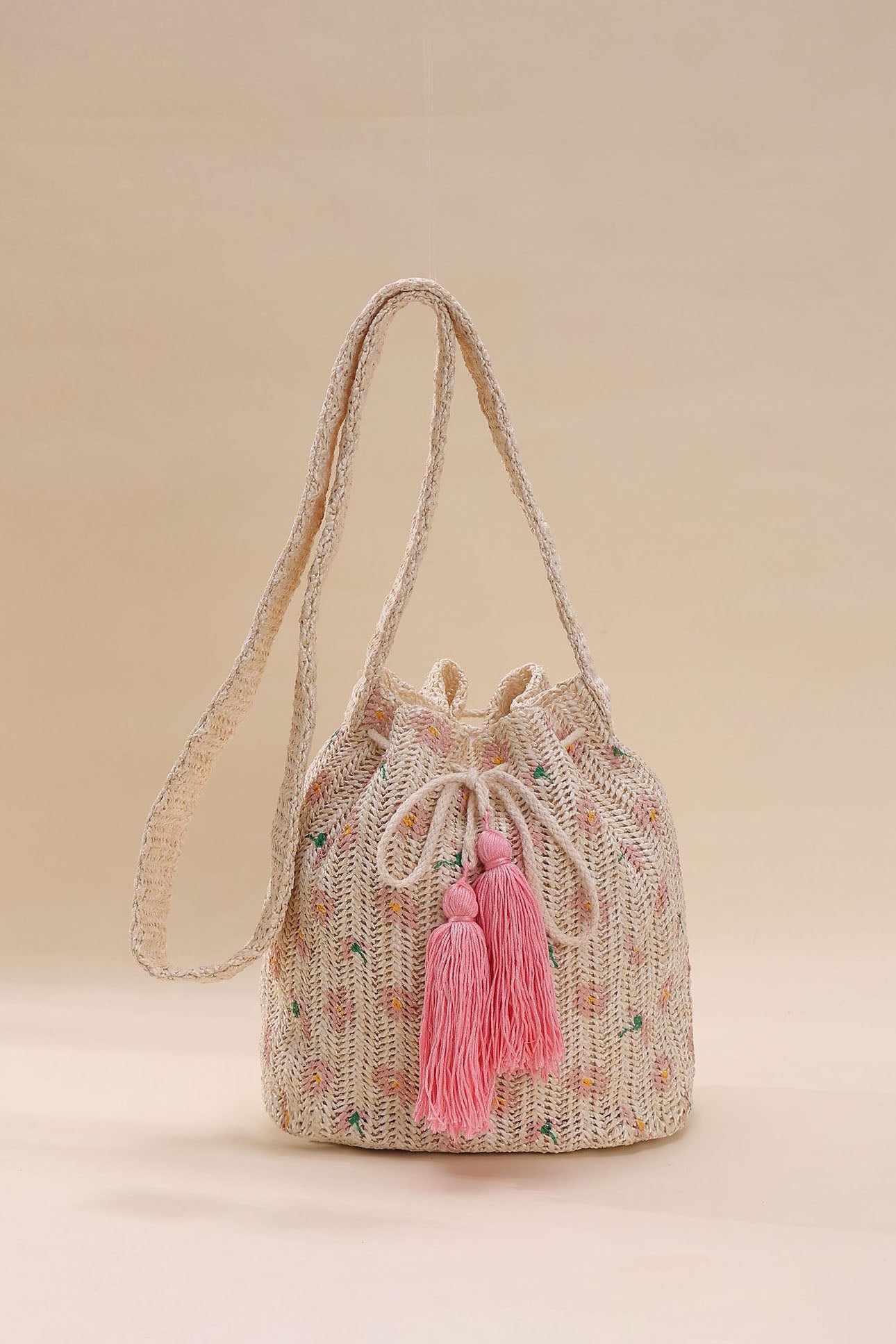 Bohemian Ethnic Cross-body Bag Woven Fringe Print Bucket Bag